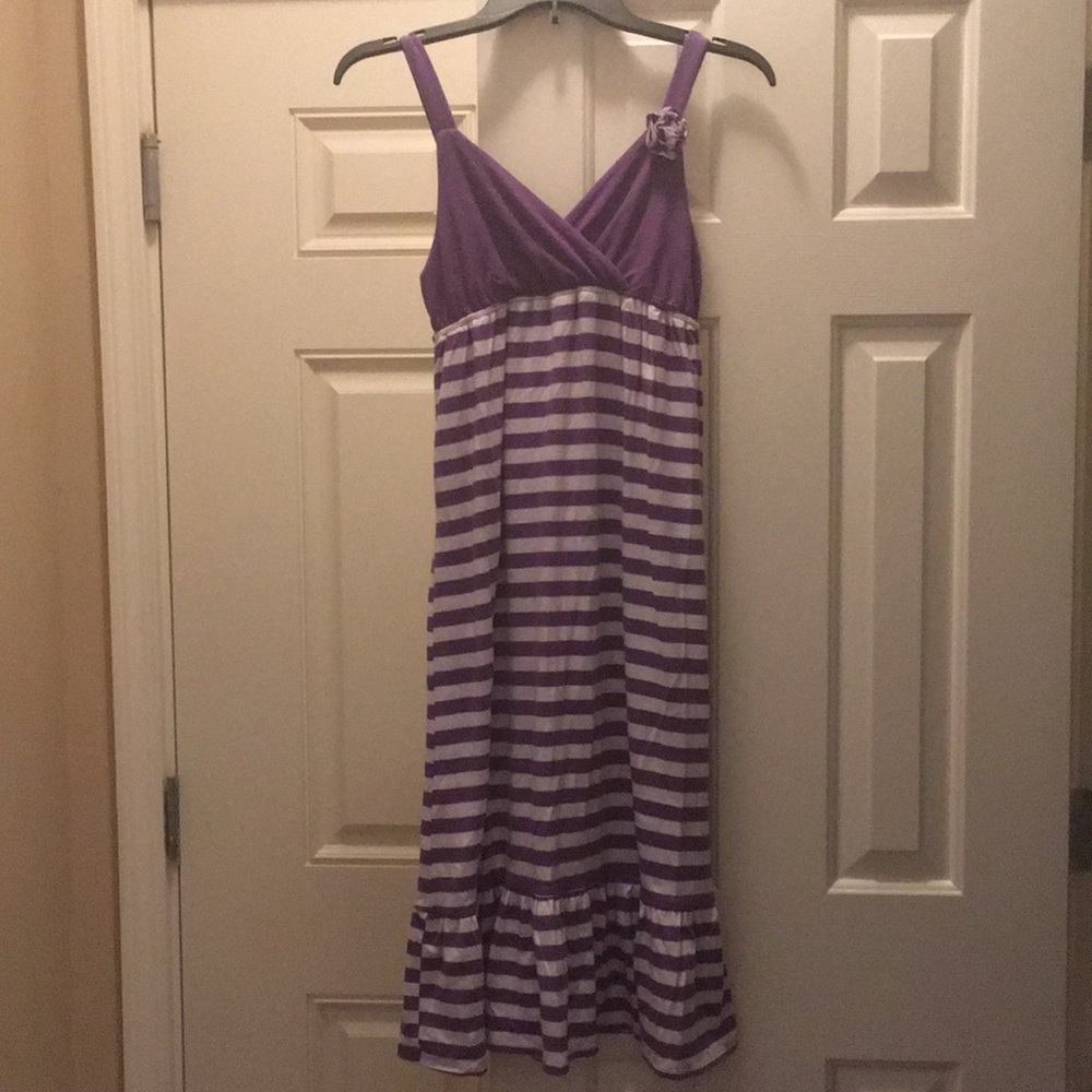 Zunie Striped Sundress Maxi Purple White